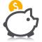Icon for Reduce Costs and Savings Simplicity, piggy bank with gold coin